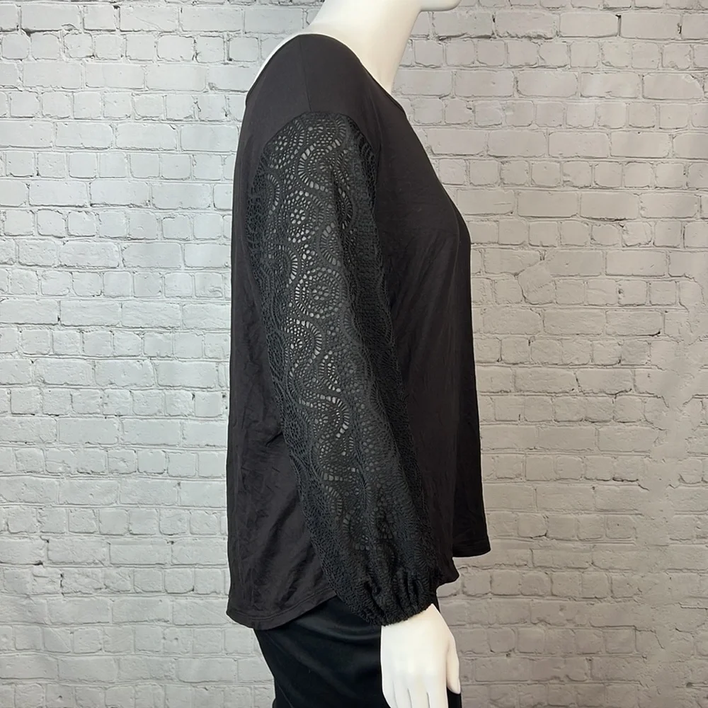 Michael Kors Black Crochet Long Sleeve Top Plus Size 1X - Picture 5 of 7